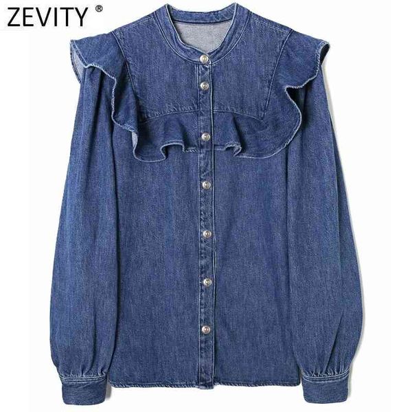 zevity women vintage o neck ruffles denim blouse office ladies long sleeve breasted business shirt chic femme blusas ls7384 210419, White
zevity women vintage o neck ruffles denim blouse office ladies long sleeve breasted business shirt chic femme blusas ls7384 210419, White