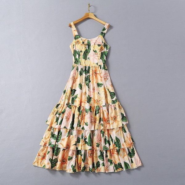european and american women's clothing 2021 spring condole belt floral print fashion sleeveless cake dress casual dresses, Black;gray
european and american women's clothing 2021 spring condole belt floral print fashion sleeveless cake dress casual dresses, Black;gray