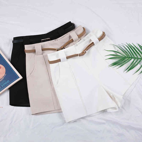 women wide leg solid color shorts summer fashion casual female high waist loose ins office lady with belt 210513, White;black
women wide leg solid color shorts summer fashion casual female high waist loose ins office lady with belt 210513, White;black