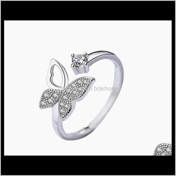 with side stones drop delivery 2021 cubic zircon crystal butterfly for women platinum plated wedding rings jewelry open adjustable finger ri, Silver
with side stones drop delivery 2021 cubic zircon crystal butterfly for women platinum plated wedding rings jewelry open adjustable finger ri, Silver