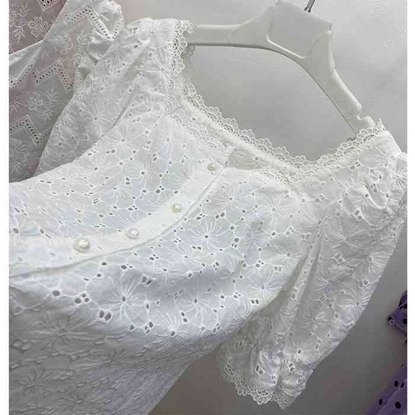 chic embroidery lace blouse women summer cutout vintage french square collar causal white shirt women blusas
chic embroidery lace blouse women summer cutout vintage french square collar causal white shirt women blusas