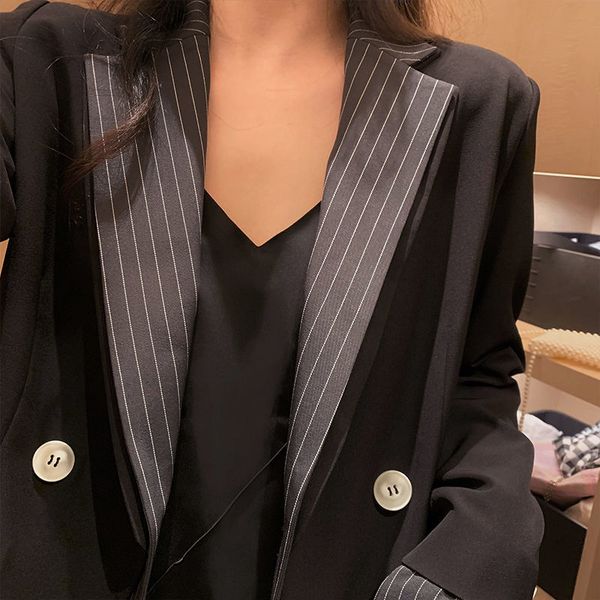 spring korean fashion fake two pieces blazers jackets vintage office lady striped outwears casual street 210517, White;black
spring korean fashion fake two pieces blazers jackets vintage office lady striped outwears casual street 210517, White;black