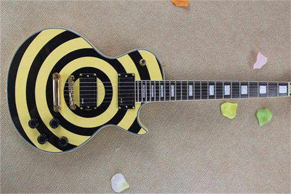 custom shop zakk wylde bullseye yellow & black electric guitar mahogany body neck emg passive pickups golden hardware
custom shop zakk wylde bullseye yellow & black electric guitar mahogany body neck emg passive pickups golden hardware