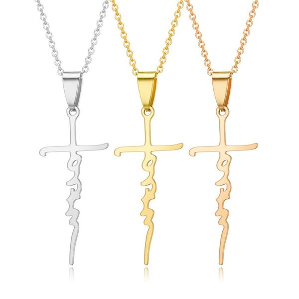 pendant necklaces christian scripture cross couple's necklace titanium steel love religious fashion jewelry lover's memorial gifts, Silver
pendant necklaces christian scripture cross couple's necklace titanium steel love religious fashion jewelry lover's memorial gifts, Silver