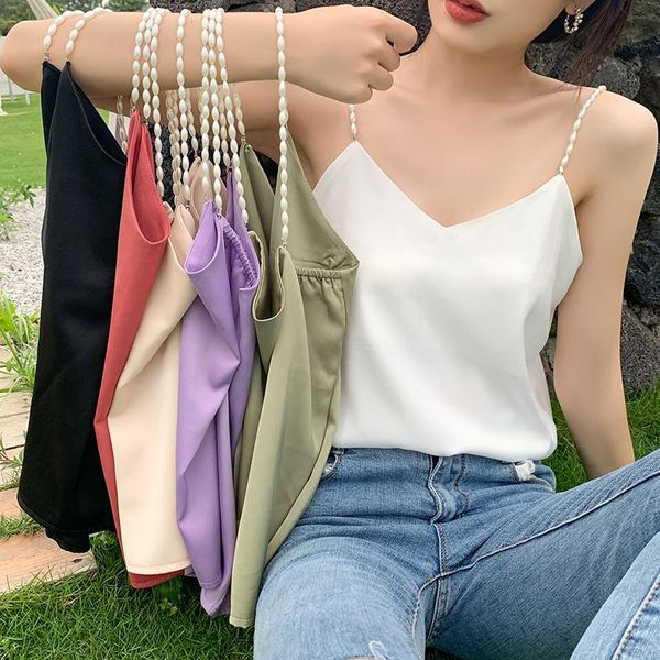 women's tanks & camis women spaghetti strap v neck basic cami sleeveless satin silk tank summer 2021 beach camisole, White
women's tanks & camis women spaghetti strap v neck basic cami sleeveless satin silk tank summer 2021 beach camisole, White