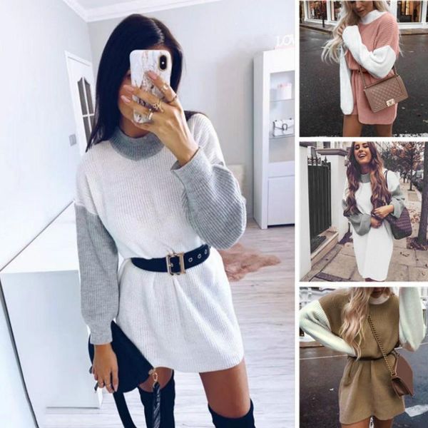 women's sweaters european american autumn winter women two-color mid-length dress large size temperament leisure fashion splicing sweat, White;black
women's sweaters european american autumn winter women two-color mid-length dress large size temperament leisure fashion splicing sweat, White;black