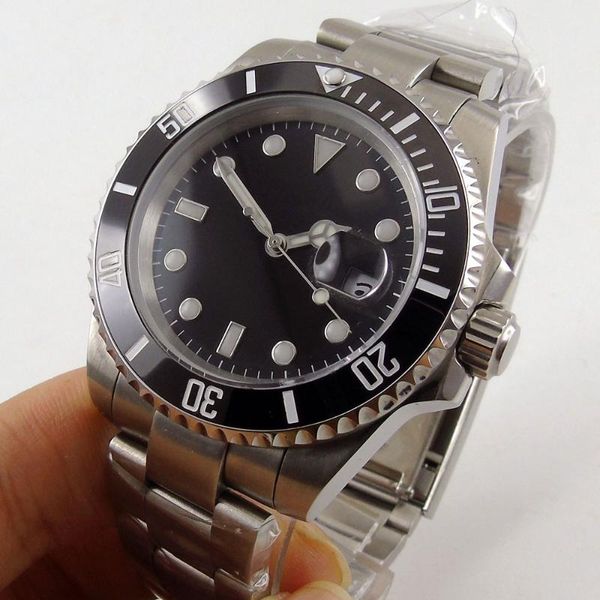 wristwatches black sterile steel business automatic men wristwatch 24 jewels nh35 miyota 8215 magnifier clear glass back ceramic insert, Slivery;brown
wristwatches black sterile steel business automatic men wristwatch 24 jewels nh35 miyota 8215 magnifier clear glass back ceramic insert, Slivery;brown