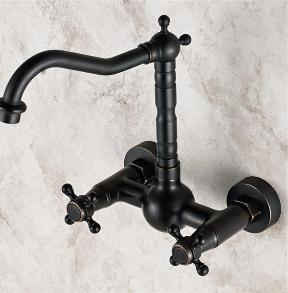 bathroom sink faucets black oil rubbed brass 2 hole cross handle wall mounted kitchen basin faucet mixer taps swivel spout 360' dtf008
bathroom sink faucets black oil rubbed brass 2 hole cross handle wall mounted kitchen basin faucet mixer taps swivel spout 360' dtf008