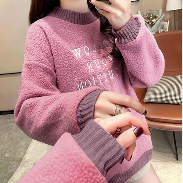 letter embroidery fleece pullover sweatshirt woman long sleeve loose female winter warm ladies korean clothes women's hoodies & sweats, Black
letter embroidery fleece pullover sweatshirt woman long sleeve loose female winter warm ladies korean clothes women's hoodies & sweats, Black
