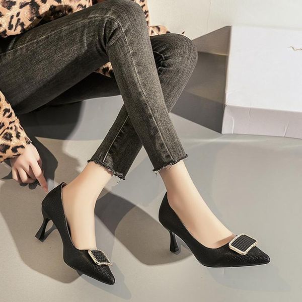 dress shoes spring shallow ladies single drop metal buckle high heels woman pointed toe stiletto women pumps, Black
dress shoes spring shallow ladies single drop metal buckle high heels woman pointed toe stiletto women pumps, Black