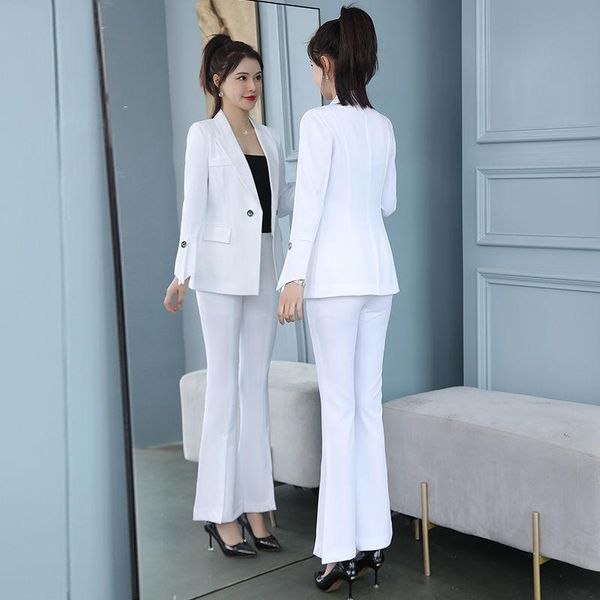 women's two piece pants 2021 spring autumn women solid office 2 sets lady button blazer and high waist flared suit female elegant n192, White
women's two piece pants 2021 spring autumn women solid office 2 sets lady button blazer and high waist flared suit female elegant n192, White