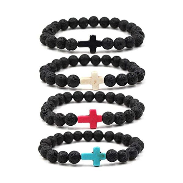 cross beads bracelet for men women 8mm yoga healing lava stone stretch bracelets bangle, Black
cross beads bracelet for men women 8mm yoga healing lava stone stretch bracelets bangle, Black