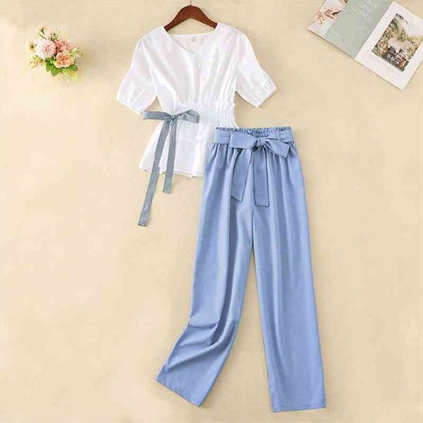 two piece set women white v neck blue black long pants set casual short sleeve women summer tracksuit pants, Gray
two piece set women white v neck blue black long pants set casual short sleeve women summer tracksuit pants, Gray