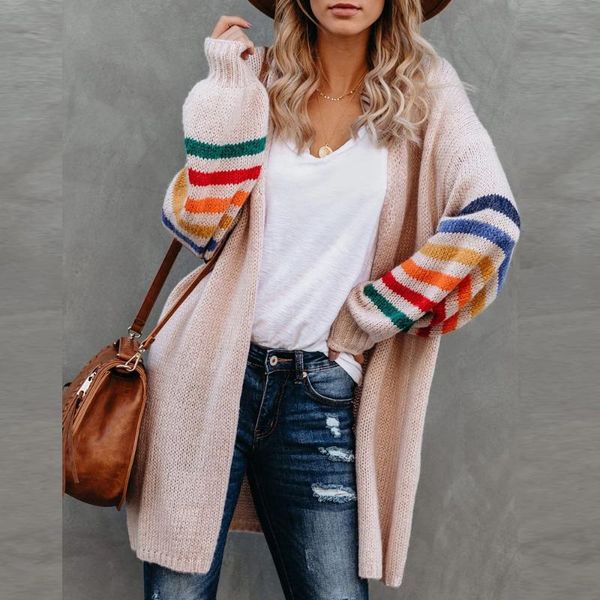 women's knits & tees rainbow strip knitted coat jacket woman long sweater coats autumn winter loose knitting cardigan women casual fema, White
women's knits & tees rainbow strip knitted coat jacket woman long sweater coats autumn winter loose knitting cardigan women casual fema, White
