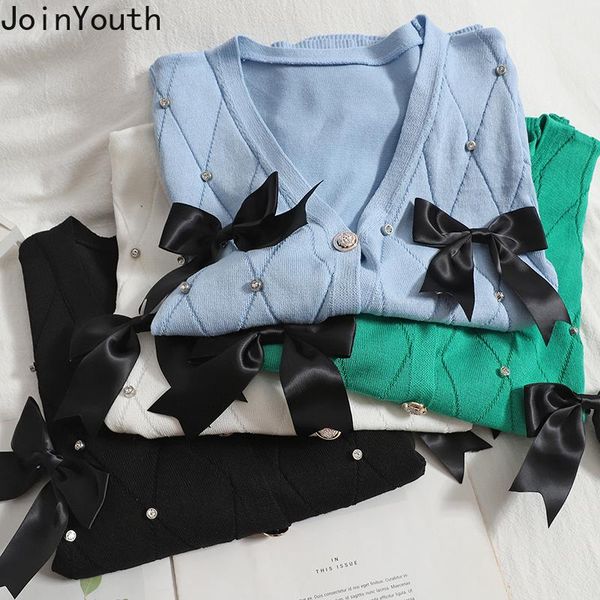 women's knits & tees joinyouth 2021 summer cardigan women 3d bow chic beading knitted sweater coat v-neck short sleeve korean knitwear, White
women's knits & tees joinyouth 2021 summer cardigan women 3d bow chic beading knitted sweater coat v-neck short sleeve korean knitwear, White