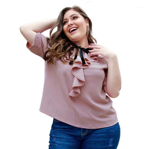 women's blouses & shirts plus size clothing spring and summer style lotus leaf collar elegant temperament blouse pink shirt, White
women's blouses & shirts plus size clothing spring and summer style lotus leaf collar elegant temperament blouse pink shirt, White