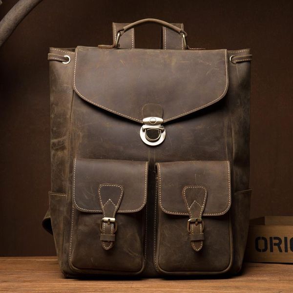 backpack handmade leather men's crazy horse skin outdoor double shoulder bag
backpack handmade leather men's crazy horse skin outdoor double shoulder bag