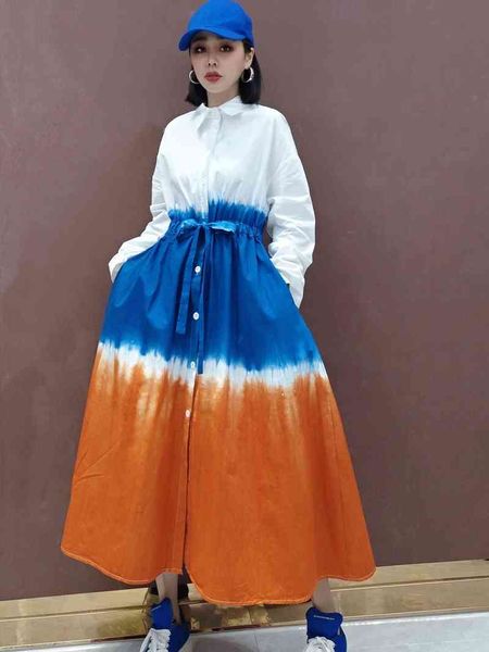 european spring 2021 fashion dress korean style waist tie long female comfortable shirt loose, Black;gray
european spring 2021 fashion dress korean style waist tie long female comfortable shirt loose, Black;gray