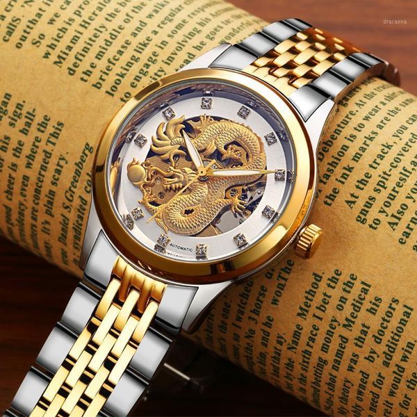 golden dragon watch automatic mechanical business waterproof male men wristwatches, Slivery;brown
golden dragon watch automatic mechanical business waterproof male men wristwatches, Slivery;brown