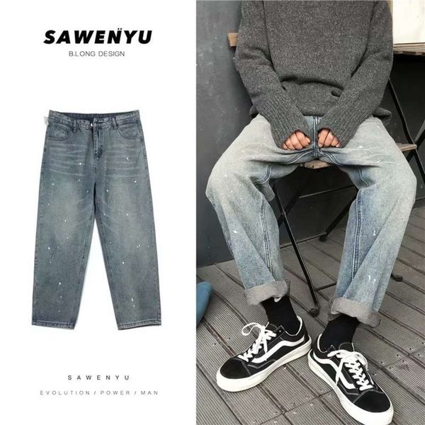 men's jeans brand washed personality splash ink loose straight korean fashion casual versatile pants ooys, Blue
men's jeans brand washed personality splash ink loose straight korean fashion casual versatile pants ooys, Blue