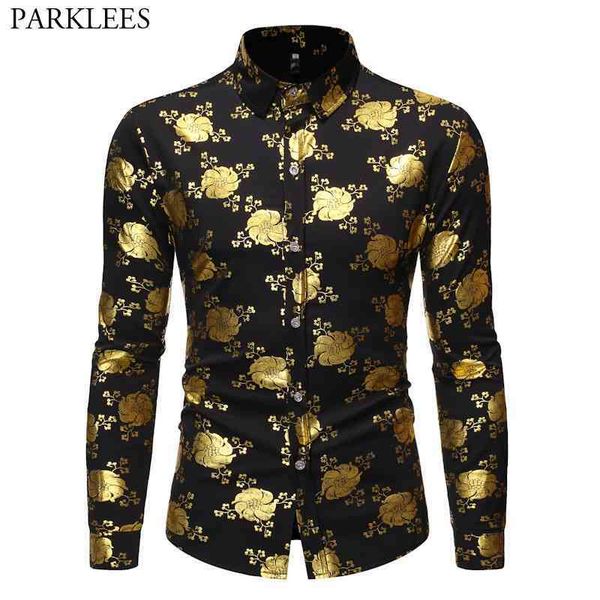 men's nightclub shiny gold 3d floral printed slim fit button down party dress shirts luxury design long sleeve men stylish shirt 210522, White;black
men's nightclub shiny gold 3d floral printed slim fit button down party dress shirts luxury design long sleeve men stylish shirt 210522, White;black