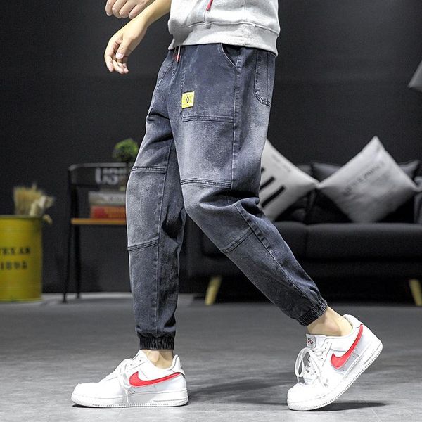 brand fashion men's cool hip hop clothing harem pants loose 9 cropped jeans, Blue 
brand fashion men's cool hip hop clothing harem pants loose 9 cropped jeans, Blue