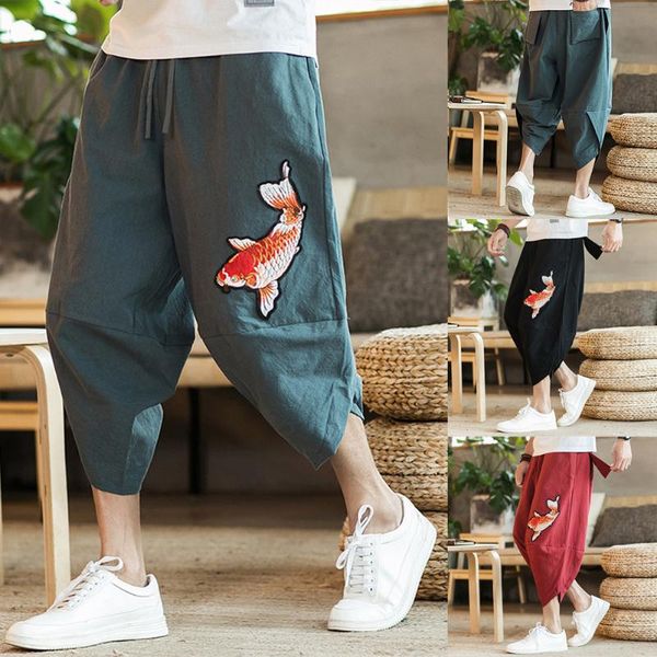 men harem pants cotton linen elastic waist casual loose wide-leg yoga cropped trousers plain over sized drawstring men's shorts, White;black
men harem pants cotton linen elastic waist casual loose wide-leg yoga cropped trousers plain over sized drawstring men's shorts, White;black