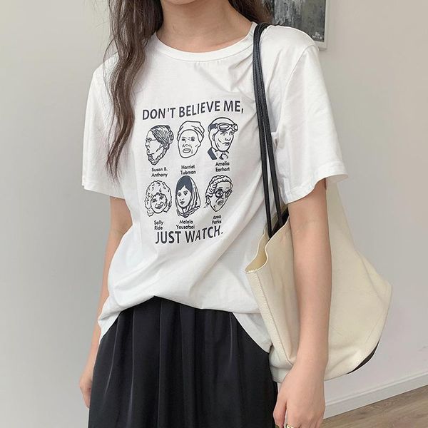women's t-shirt apxivi korean fashion printed t shirt women round neck personality portrait printing short sleeve summer casual cotton, White
women's t-shirt apxivi korean fashion printed t shirt women round neck personality portrait printing short sleeve summer casual cotton, White