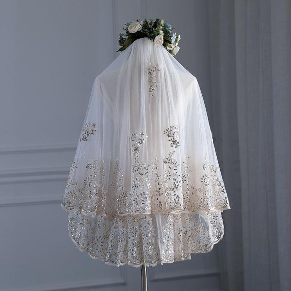 bridal veils vestidos elegant sequins wedding short veil tulle 2 layers champagne accessories 2021 fashion, Black
bridal veils vestidos elegant sequins wedding short veil tulle 2 layers champagne accessories 2021 fashion, Black