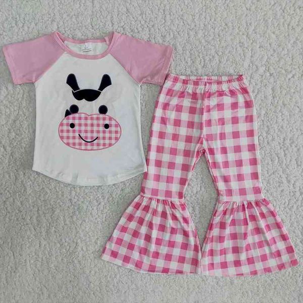 arrival girl pink short sleeve plaid bell pants cute cow pattern kids outfit spring fall fashion clothing set, White
arrival girl pink short sleeve plaid bell pants cute cow pattern kids outfit spring fall fashion clothing set, White