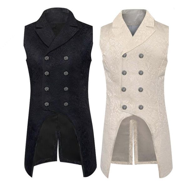 men's vests gothic steampunk vest tuxedo jacquard brocade double breasted dress party halloween, Black;white
men's vests gothic steampunk vest tuxedo jacquard brocade double breasted dress party halloween, Black;white
