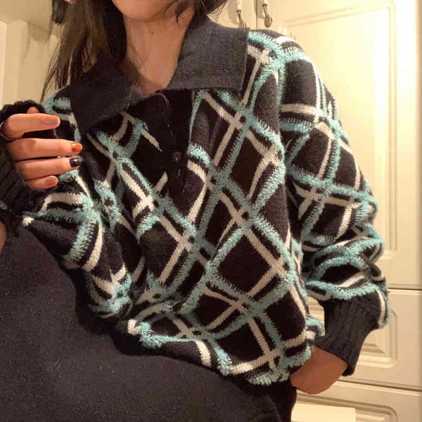 2 colors autumn winter women pullovers and sweaters preppy style female plaid knitted vintage sweater female (c9946) 210423, White;black
2 colors autumn winter women pullovers and sweaters preppy style female plaid knitted vintage sweater female (c9946) 210423, White;black