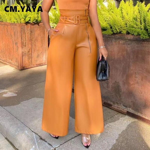 women's pants & capris cm. women faux leather straight high waist with sashes ins elegant autumn winter solid trousers, Black;white
women's pants & capris cm. women faux leather straight high waist with sashes ins elegant autumn winter solid trousers, Black;white
