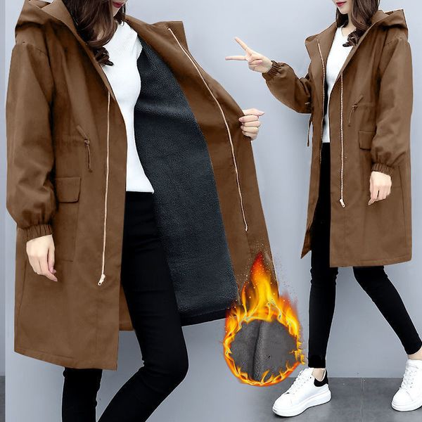 trench coats women autumn winter hooded drawstring pocket zipper long outwear plus size elegant ladies thicken windbreaker coats 210507, Tan;black
trench coats women autumn winter hooded drawstring pocket zipper long outwear plus size elegant ladies thicken windbreaker coats 210507, Tan;black