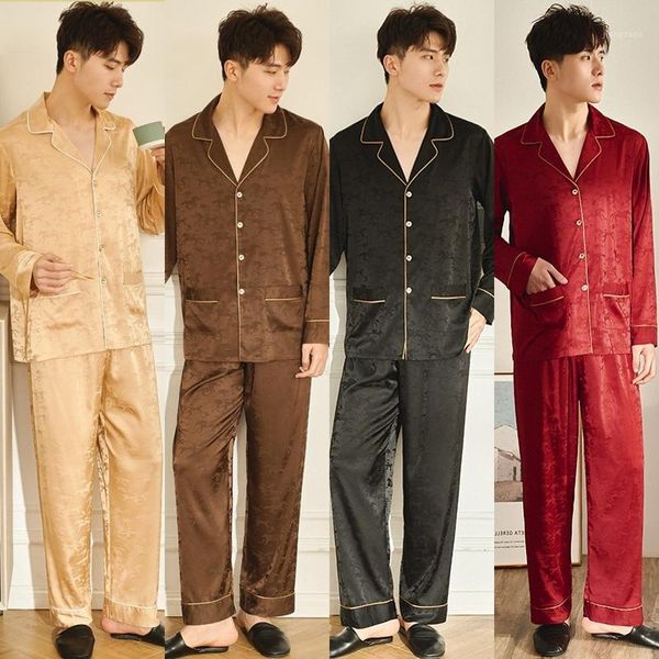 gentleman pajamas long sleeve homewear shirt pocket pajama trousers set sleepwear men nightwear pure color button pyjamas casual men's, Black;brown
gentleman pajamas long sleeve homewear shirt pocket pajama trousers set sleepwear men nightwear pure color button pyjamas casual men's, Black;brown