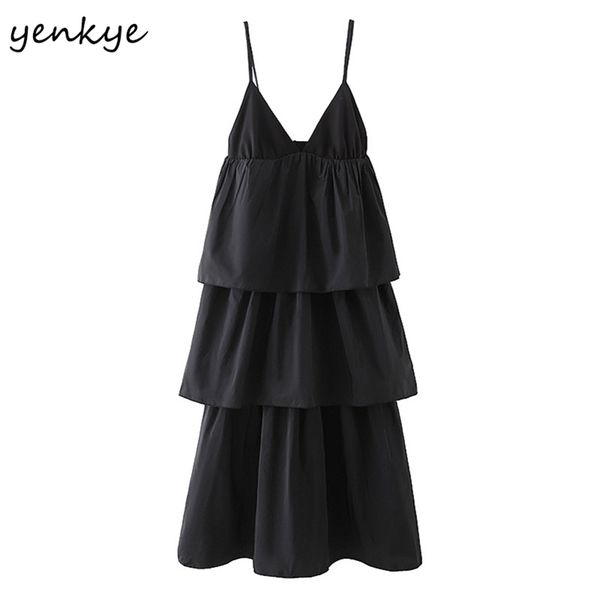 spaghetti straps dress women vintage black layered ruffled fashion backless v neck a-line long party es 210514, Black;gray
spaghetti straps dress women vintage black layered ruffled fashion backless v neck a-line long party es 210514, Black;gray