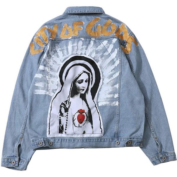 men's jackets kanye denim virgin mary trucker jean coat hip hop lity of gods button down jacket 5w45, Black;brown
men's jackets kanye denim virgin mary trucker jean coat hip hop lity of gods button down jacket 5w45, Black;brown