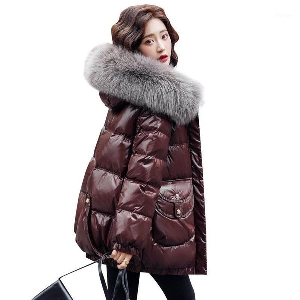 women's down & parkas fashion women winter warm coat elegant lady fur hooded thicken jacket loose large size white duck ok1017, Black
women's down & parkas fashion women winter warm coat elegant lady fur hooded thicken jacket loose large size white duck ok1017, Black
