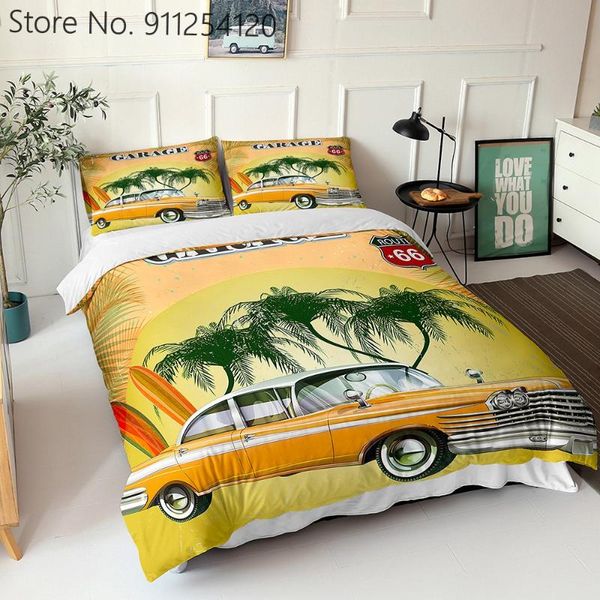 bedding sets classic car 2/3 piece transportation retro bed quilt cover vehicle cartoon set home drop