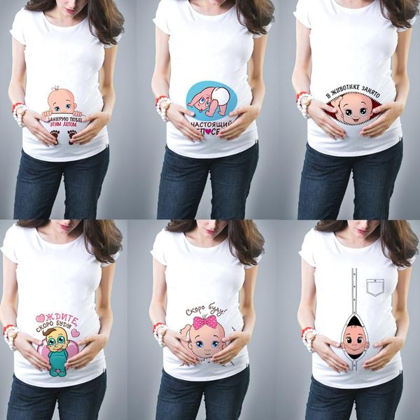 women's t-shirt pregnancy announcement maternity clothes casual t shirtsbaby print funny pregnant women summer streetwear, White
women's t-shirt pregnancy announcement maternity clothes casual t shirtsbaby print funny pregnant women summer streetwear, White