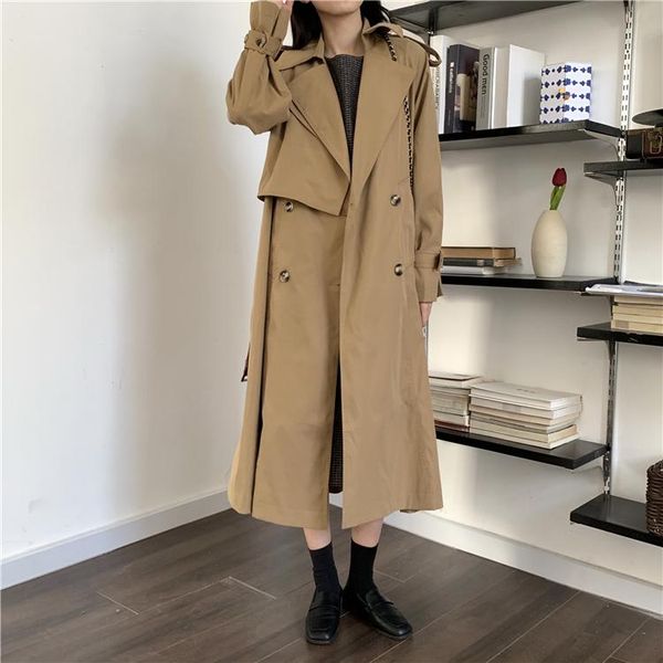 trench coat female in the spring and autumn outfit 2021 long little british fashion temperament wind women's coats, Tan;black
trench coat female in the spring and autumn outfit 2021 long little british fashion temperament wind women's coats, Tan;black