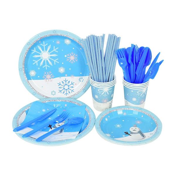 disposable dinnerware snowflake decorative winter party supplies plates napkins cups tableware for kids birthday christmas decoration
disposable dinnerware snowflake decorative winter party supplies plates napkins cups tableware for kids birthday christmas decoration