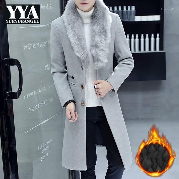 winter warm cotton liner mens medium length woolen trench coats faux fur collar single breasted slim male overcoats plus size men's, Tan;black
winter warm cotton liner mens medium length woolen trench coats faux fur collar single breasted slim male overcoats plus size men's, Tan;black