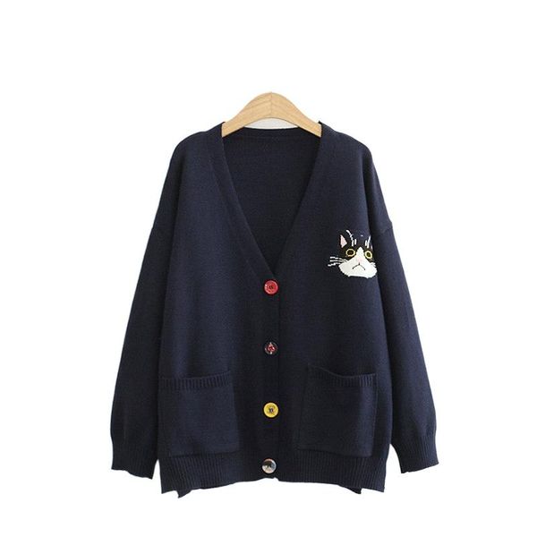 women's knits & tees harakuju cartoon cat knitted women cardigans 2021 winter full sleeve v-neck sweater korean fashion female kawaii j, White
women's knits & tees harakuju cartoon cat knitted women cardigans 2021 winter full sleeve v-neck sweater korean fashion female kawaii j, White
