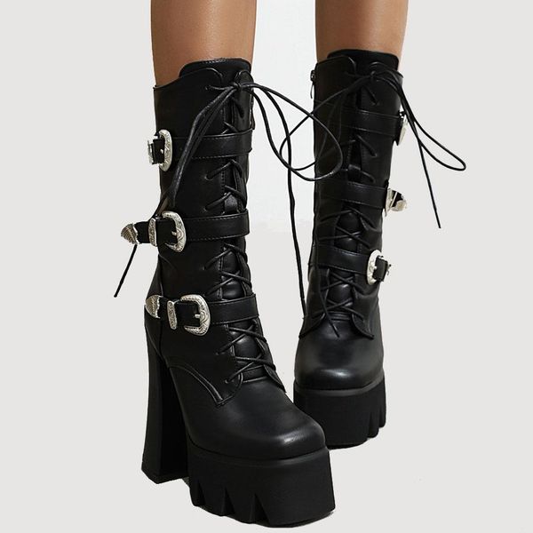 large size 43 quality 15cm extreme high heeled shoelaces winter woman shoes platform fashion motorcycles boots female, Black
large size 43 quality 15cm extreme high heeled shoelaces winter woman shoes platform fashion motorcycles boots female, Black