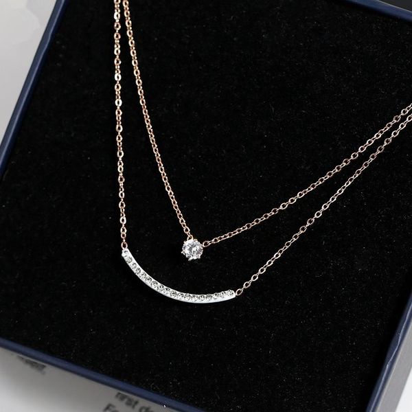 pendant necklaces yun ruo 2021 rose gold color double layer smiling necklace chain fashion titanium steel jewelry never fade drop, Silver
pendant necklaces yun ruo 2021 rose gold color double layer smiling necklace chain fashion titanium steel jewelry never fade drop, Silver