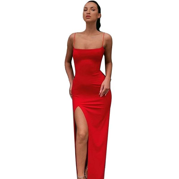 casual dresses summer women spaghetti strap party dress split solid slim lady ankle fashion length vintage wear, Black;gray
casual dresses summer women spaghetti strap party dress split solid slim lady ankle fashion length vintage wear, Black;gray