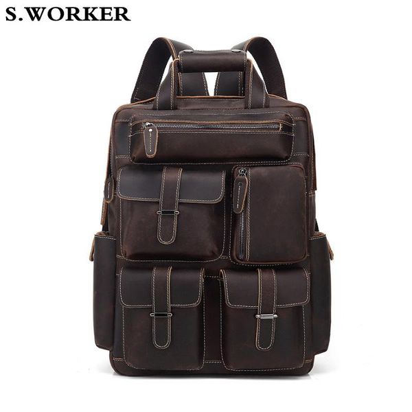 backpack 2021 brand crazy horse leather for men 16 inch lapdaypack thick cowhide school bag large capacity travel rucksack
backpack 2021 brand crazy horse leather for men 16 inch lapdaypack thick cowhide school bag large capacity travel rucksack