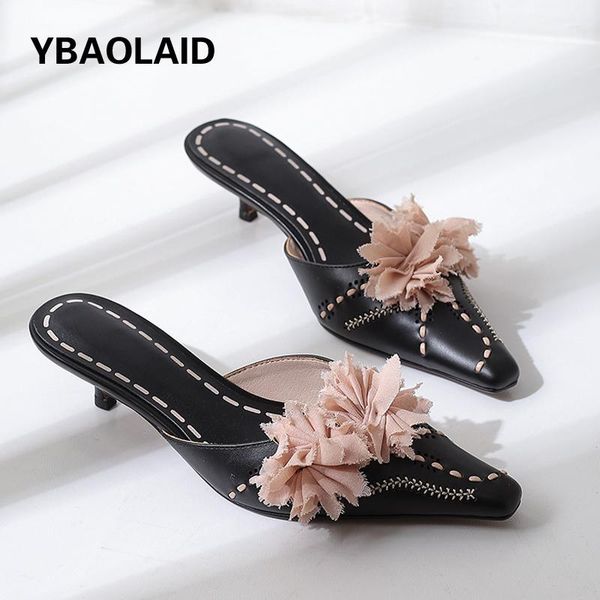 slippers cowhide baotou casual mid-heel sandals and with square toe inside outside all leather flower stiletto, Black
slippers cowhide baotou casual mid-heel sandals and with square toe inside outside all leather flower stiletto, Black