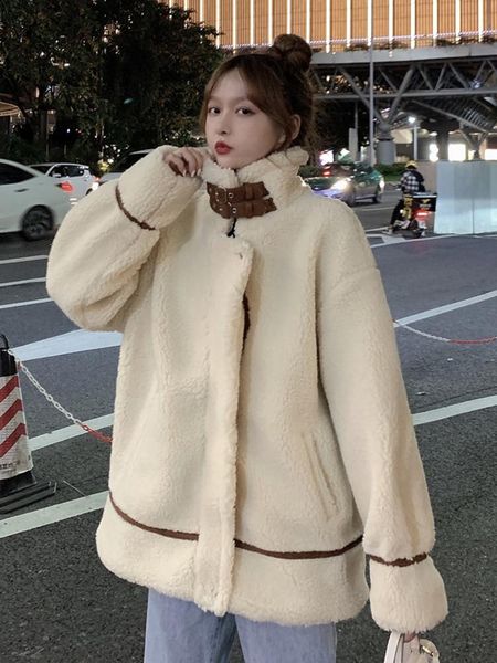 net red imitation lamb wool warm sweater women winter 2021 korean version loose and lazy mid-length stand-up collar jacket women's jack, Black;brown
net red imitation lamb wool warm sweater women winter 2021 korean version loose and lazy mid-length stand-up collar jacket women's jack, Black;brown